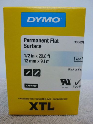 DYMO XTL 1/2&#034; x 29.8&#039; Black on Clear  Permanent Flat Surface  1868740