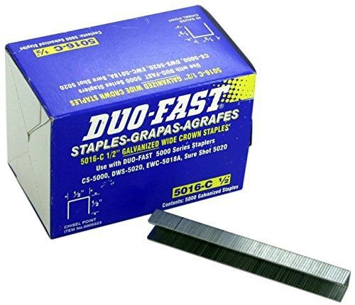 Duo fast duo-fast 5016c 1/2&#034; length x 1/2&#034; crown 20 gauge staples 5000 per pack for sale
