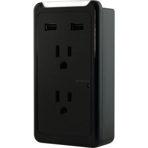 GE 14504 Tap w/2 USB Ports/2 Outlets Black