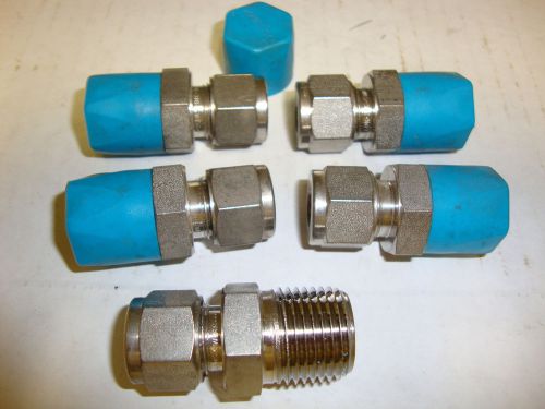 (5) new swagelok ss-10m0-1-12rt 10mm tube x 3/4&#034; male iso tapered union fitting for sale