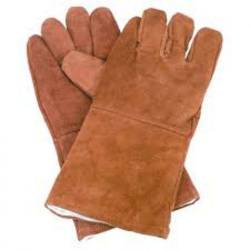 Premium brown cow hide flannel welding gloves one size fits all 14&#039;&#039; length new for sale