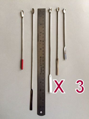 Kayco 15 pieces micro-spatula stainless steel 5pc x 3 - medical/general lab aid for sale