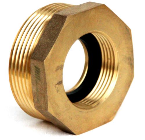NNI Fire Hydrant Brass Hex Adapter 2-1/2 NST (NH) Male X 1-1/2 NST (NH) Female