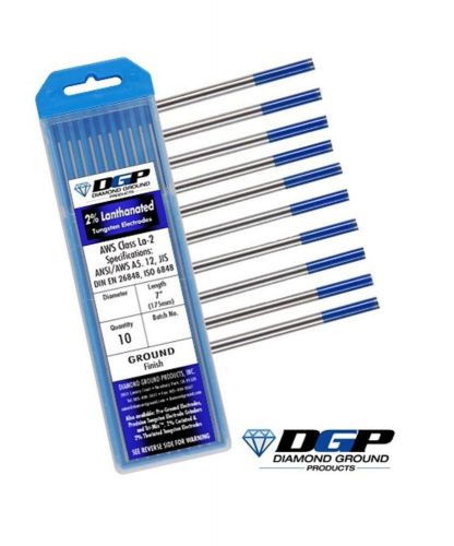 Diamond ground tig tungsten electrodes 2% lanthanated blue 3/32&#034;x7&#034; (10 pack) for sale