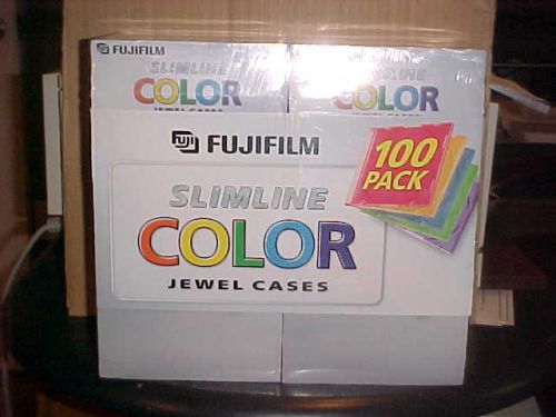 100 Fulifilm SLIMLINE ASSORTED Color CD Jewel Cases / Brand New Unopened