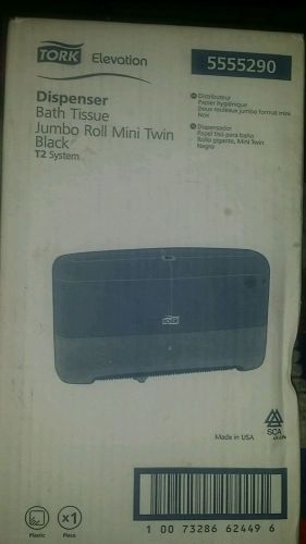 Tork elevation bath tissue jumbo roll mini twin dispenser - black - new for sale