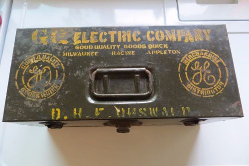 G.E.electric company tool box ELECTRICIAN ADVERTISING OLD STEEL BOX,LOCKED