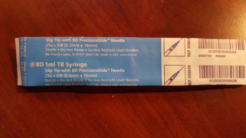 Bd 1 ml tb syringe 25 gauge x 5/8&#034; - pack of 5 - free shipping for sale