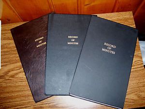 Lot of 3: Vintage RECORD OF MINUTES Binders