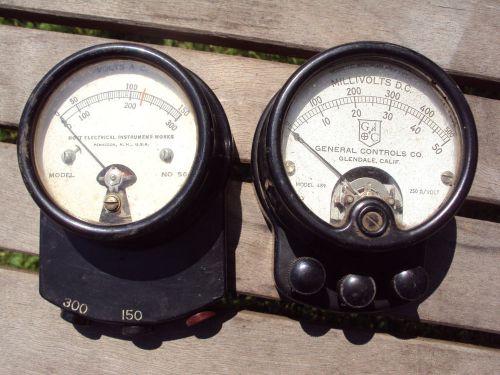 Two vintage electronic gauges testers Weston Millivolts D.C. &amp; Hoyt A.C. Volts