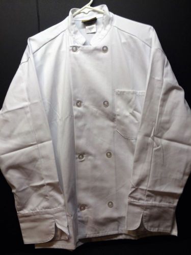 Classy White Edwards Long Sleeved Chef Coat Size M, w/Buttons &amp; 2 Pockrts