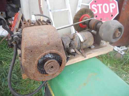 Antique Brigg + Stratton Kickstart engine hook to a grinding wheel