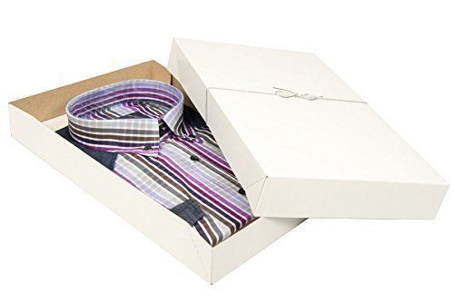 Set of 10 white gift boxes for clothes 15x9.5x2&#034; + 10 silver stretch loops + to for sale