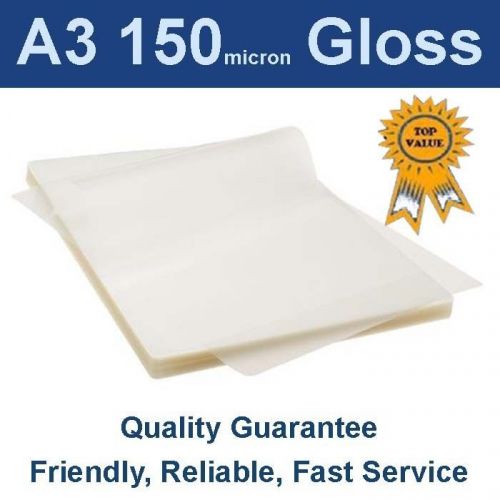 A3 laminating pouches film  150 micron gloss (pk 100) for sale