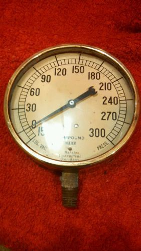 Vintage marsh brass compound water pressure gauge, , steampunk, water, antique for sale