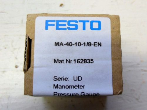 Festo pneumatic ma-40-10-1/8-en manometer pressure gauge ma40101/8en new for sale