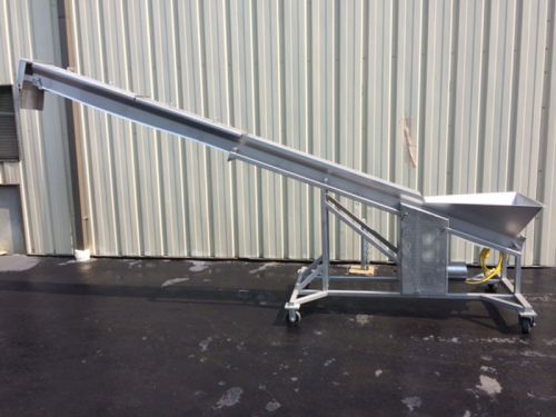 Hoppmann stainless steel incline cleated belt conveyor with hopper for sale