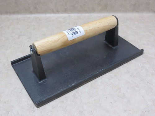 8&#034; Cast Iron Steak Weight - Grill Press with Wooden Handle