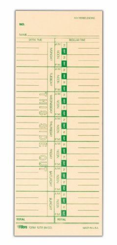 TOPS Weekly Job Cards, Green Ink Front, 3.5 x 9 Inches, 500-Count, Manila 1258