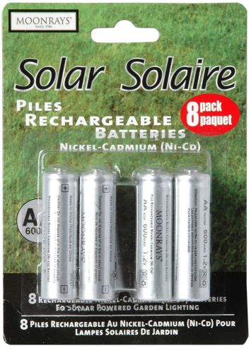 Moonrays 47740SP Rechargeable NiCd AA Batteries for Solar Powered Units, 8-Pack