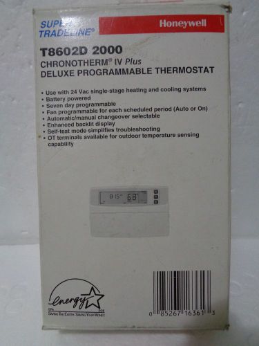 Honeywell T8602D 2000 Programmable Thermostat 1 Heat/1 Cool  24 vac Chronotherm