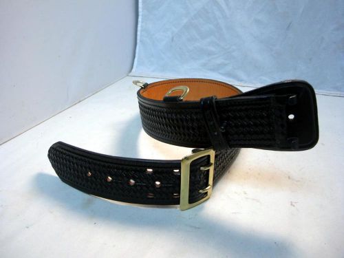 B101 black bw size 30&#034; hume police style duty belt 2.25&#034; wide with brass buckle for sale