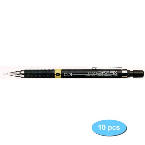 GENUINE Zebra DRAFIX DM3-300 0.3mm Mechanical Pencil (10pcs) - Black FREE SHIP