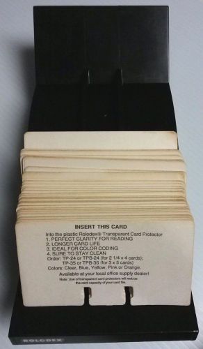 ROLODEX BLACKTIGID PLASTIC V-Glide with cards  2 1/4 X 4 Cards - CLASSIC VINTAGE