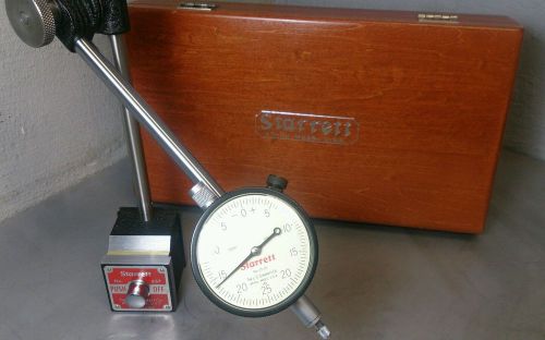 Starrett no. 657 magnetic base with a no. 25-131 dial indicator in wooden box for sale