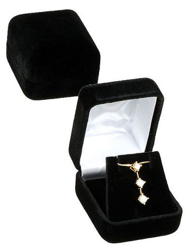 Black Velvet Pendant  Earring Jewelry Gift Box 1 7/8&#034; x 2 1/8&#034; x 1 1/2&#034;H