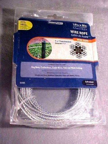 Nos crown bolt uncoated galvanized 1/8&#034; x 50&#039; wire rope metal cable 7 x 7 for sale