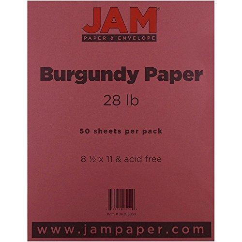 JAM Paper? 8 1/2 x 11 Paper - 28 lb Burgundy - 50 sheets per pack