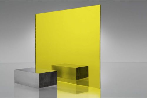 1 sheets 1/8&#034; yellow  mirrored acrylic plexiglass 24&#034; x  24&#034; for sale