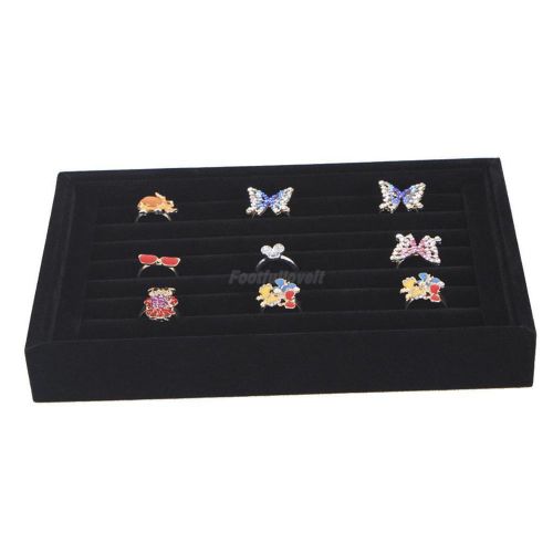 Black Velvet Ring Cuff Jewelry Storage Display Box Tray Showcase Coverless