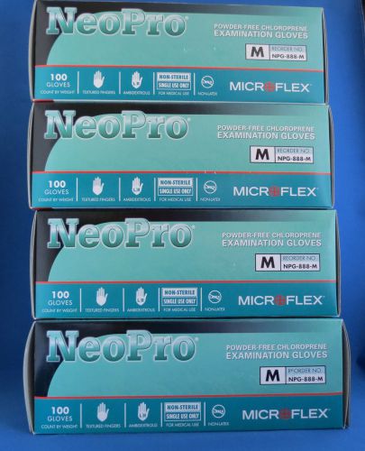 4 Boxes Microflex NeoPro Green Chloroprene Exam Gloves 5mil Medium NPG-888-M