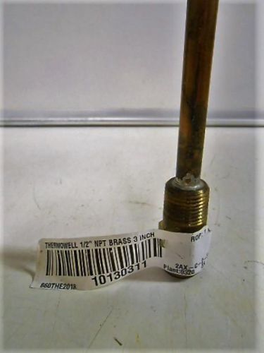 Thermowell 1/2&#034; npt brass 3 inch stem, new! for sale