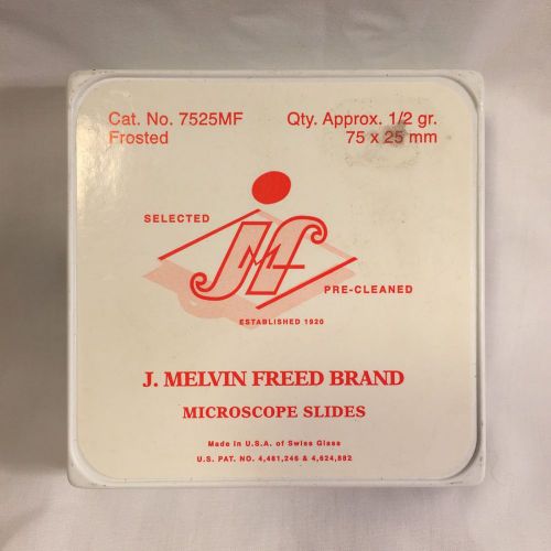 Frosted Microscope Slides 25x75mm 1/2 Gross Precleaned J Melvin Freed Micro