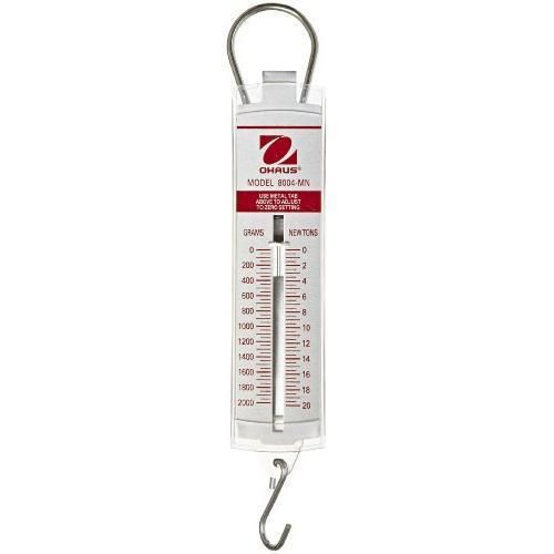 Ohaus 8004-MN Pull Type Spring Scale, 2000g/20n Capacity, 50g/0.5n Readability
