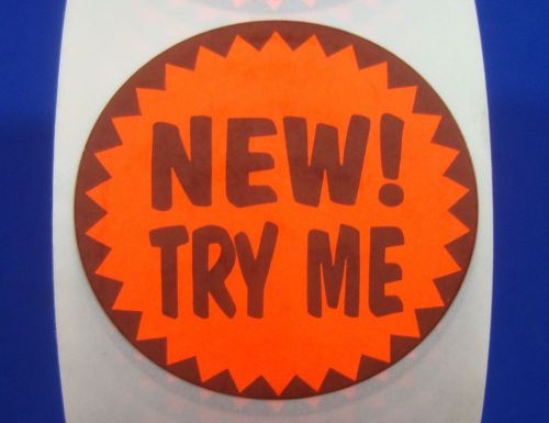 1000 Self-Adhesive New Try Me Labels 1 3/8&#034; Stickers Retail Store Supplies