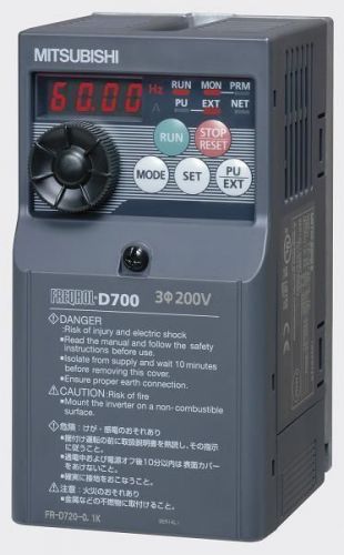 Mitsubishi electric inverter in 1ph90-132v out 3ph200-230v fr-d710w-0.75k for sale