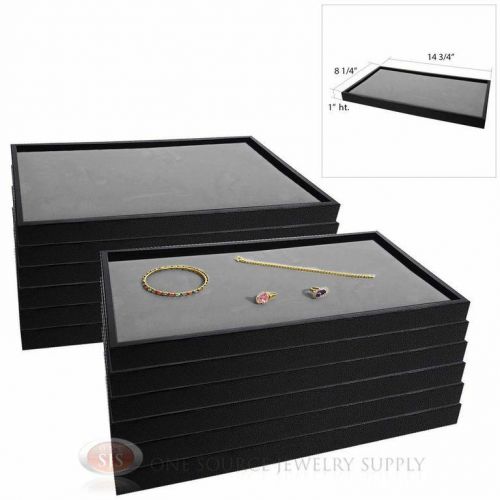 12 wooden jewelry sample display trays with padded gray velvet pad inserts for sale