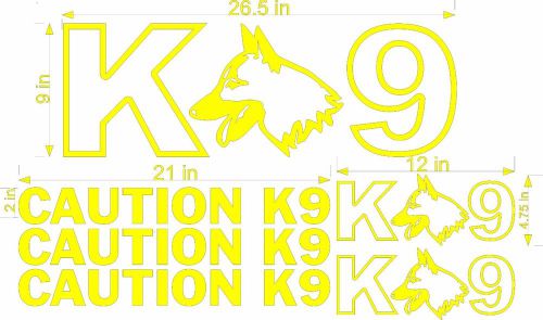 Caution K-9 Dog Vinyl Decal Sticker YELLOW