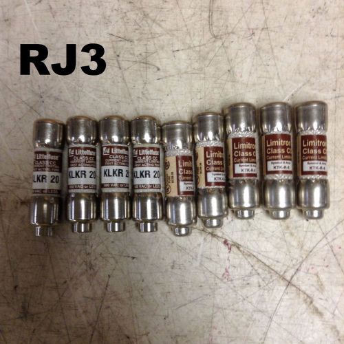Limitron Littelfuse Miscellaneous Brand Various Amp Fuses 8A / 9A- Lot of 9