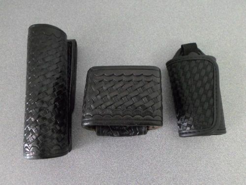 Lot of 3 duty belt acc: radio holder, tex shoemaker &amp; son baton holder, bianchi for sale