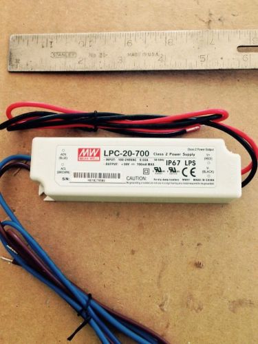 Power Supply, Mean Well LPC-20-700, 700 mA C.C. @ 10-30 vdc