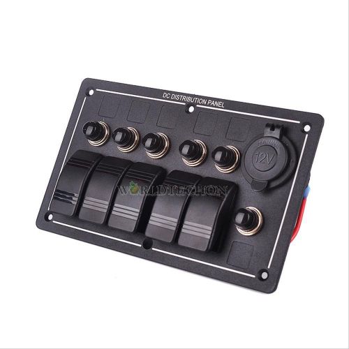 Auto fuse dc12v 5 gang waterproof rocker boat car switch panel led indicator #w for sale