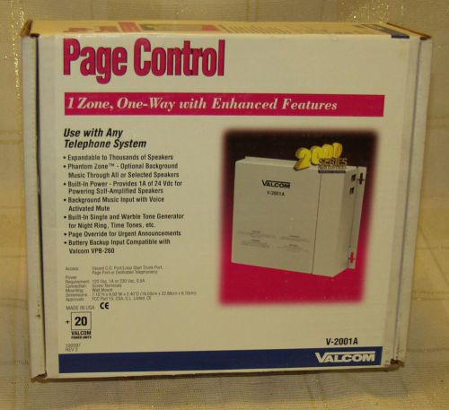 NIB Valcom 1 zone, 1 way page control system V-2001A - 60 day warranty