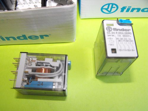 FINDER, MINIATURE GENERAL PURPOSE RELAY, 55.34.9.024.0090, 4CO-4PDT, 24 DC. New