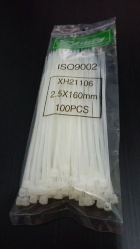 Nylon plastic Cable Ties 2.5 x 160 mm 100 pcs white Quality zip ties ISO9002