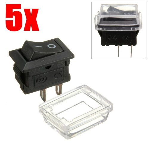 5 x On/Off Waterproof Rectangle Rocker Switch w/ Cover Car Dashboard Boat 12V